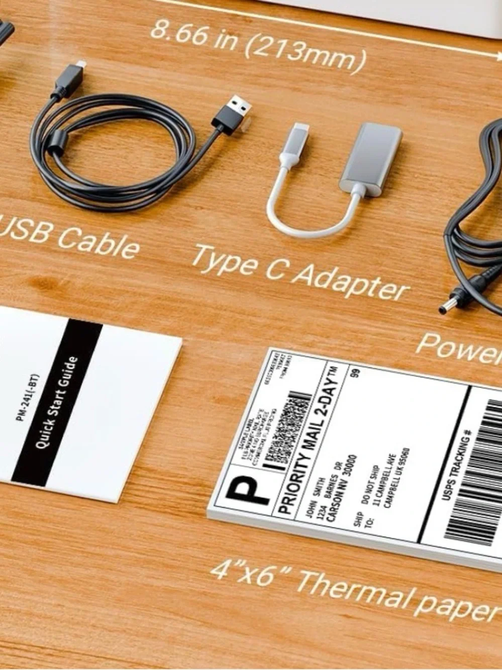 ASprink Bluetooth Wireless Thermal Label Printer, w/ labels, & poly mailers